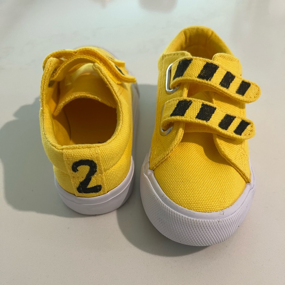 Custom Construction Themed 2nd Birthday Shoes - size toddler 7